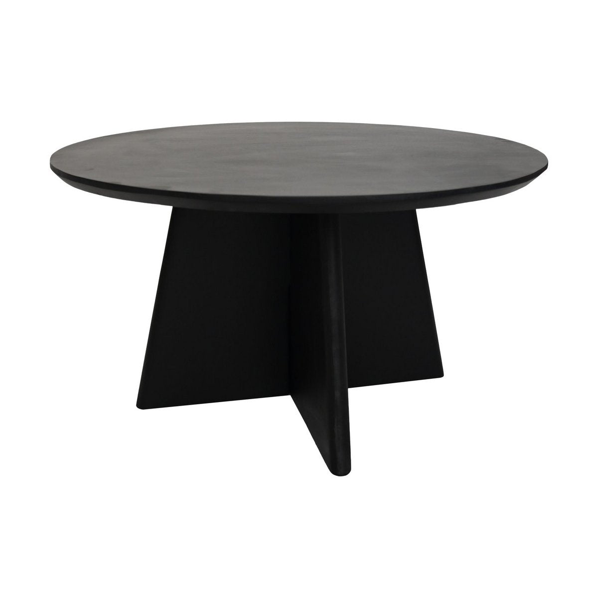 Ronde Salontafel met kruispoot - 80X80X45 - Zwart - Mangohout