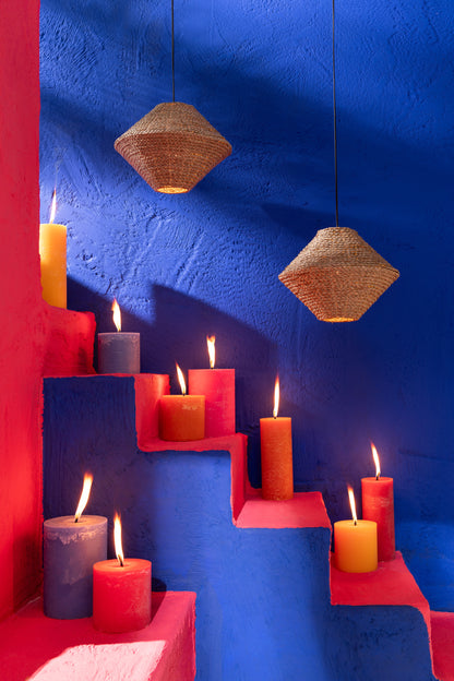 J-Line Buitenkaars Pilaar Paraffine Blauw Medium-95Uren