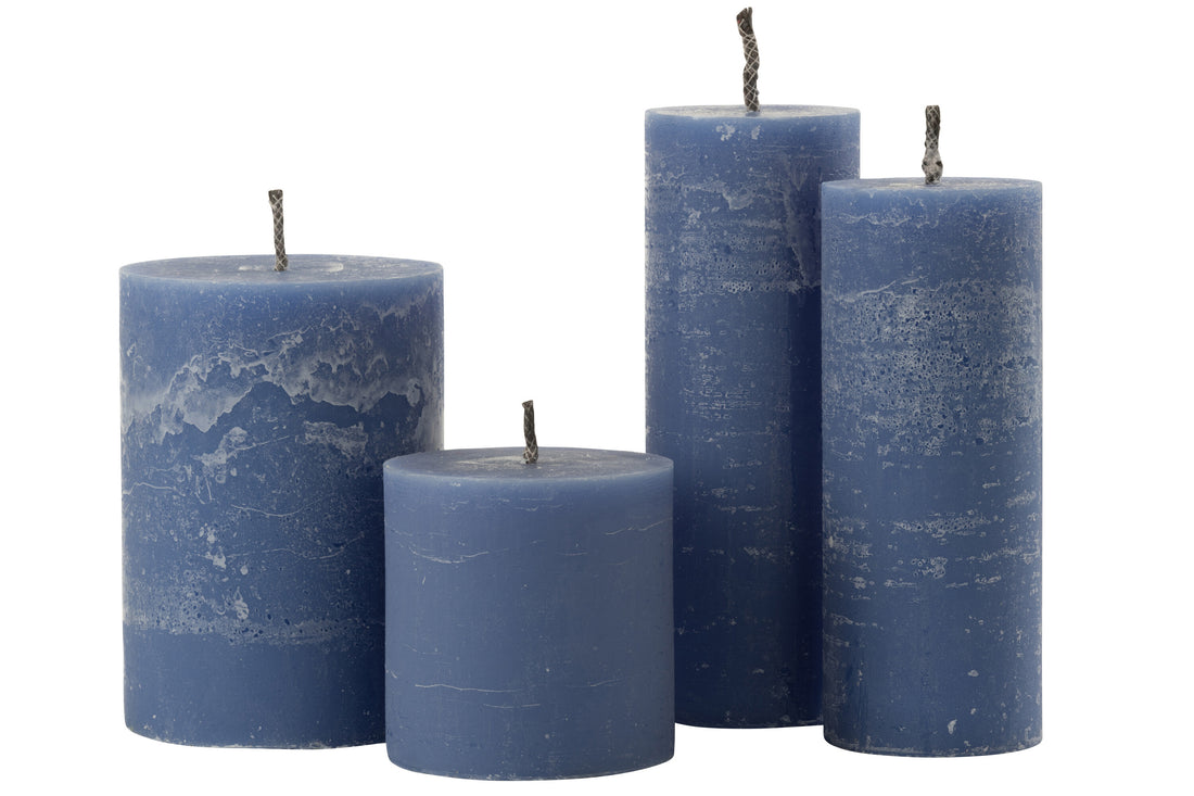 J-Line Buitenkaars Pilaar Paraffine Blauw Extra Large-50Uren