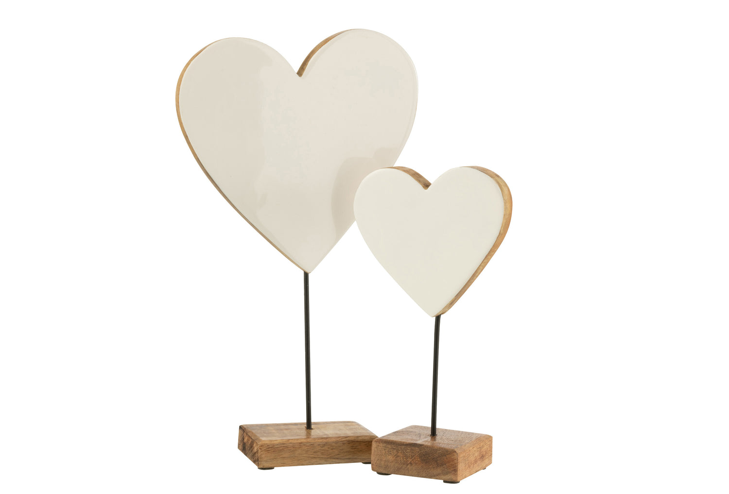 Hart Op Standaard Mangohout Wit Groot