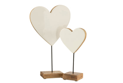 Hart Op Standaard Mangohout Wit Groot