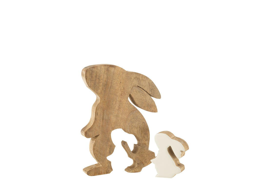 J-Line Konijn Profiel Silhouet Mangohout Wit/Nat Small