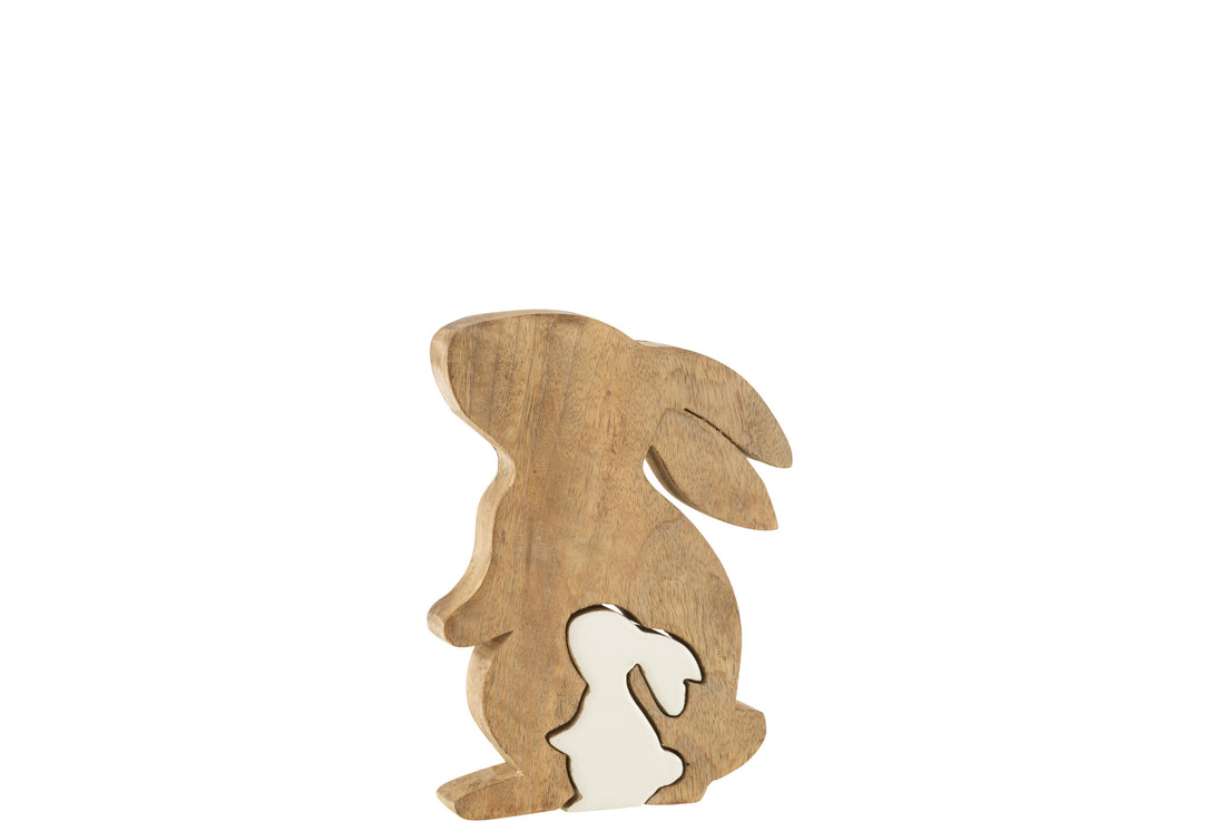 J-Line Konijn Profiel Silhouet Mangohout Wit/Nat Small