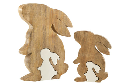 J-Line decoratie Konijn Profiel Silhouet - hout - wit/naturel - large