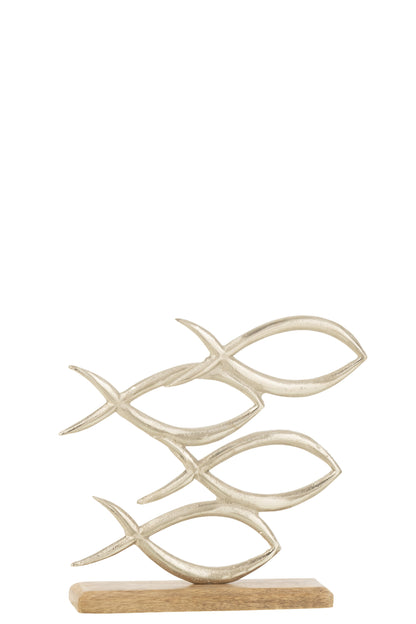 Vissen Op Voet Aluminium Zilver Groot