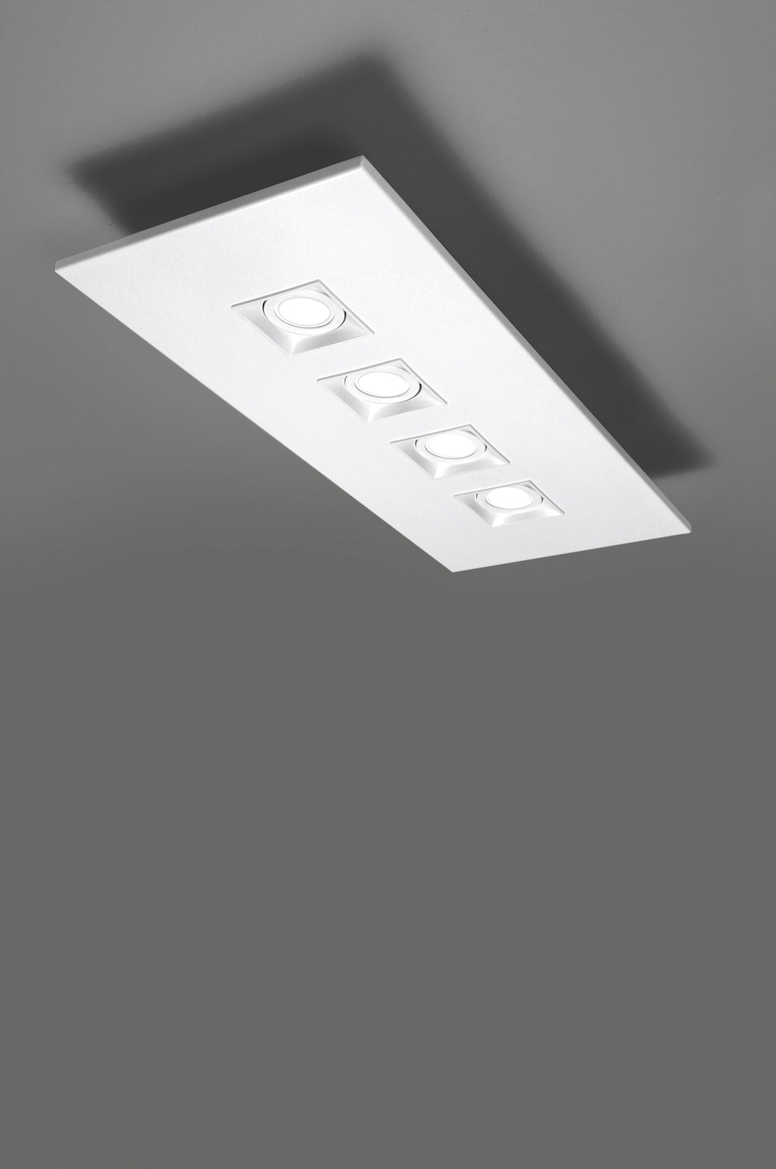 Polifemo rechthoekige plafondlamp GU10 4-lichts gestructureerd wit