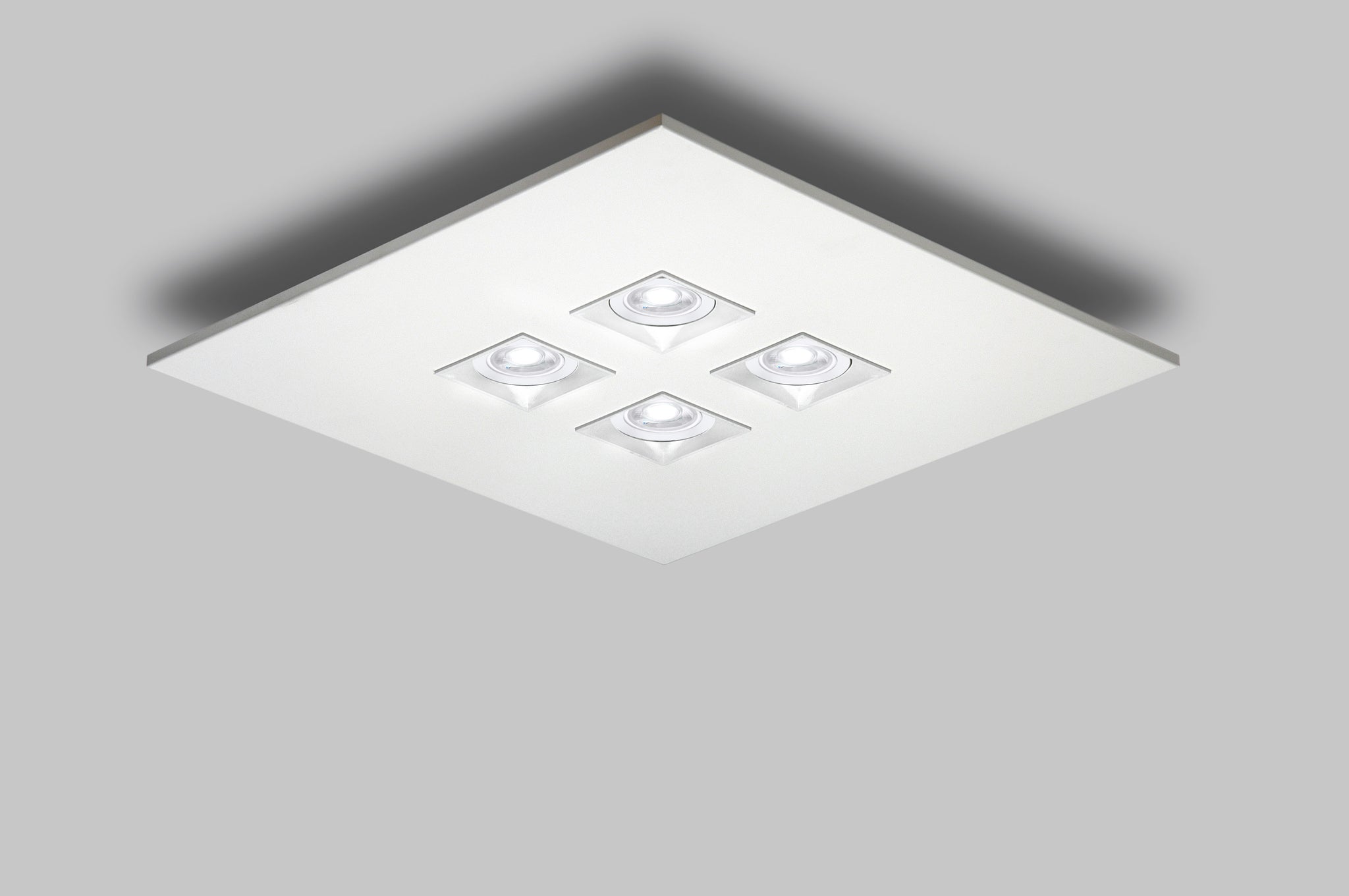 Polifemo vierkante plafondlamp GU10, 4-lichts, gestructureerd wit