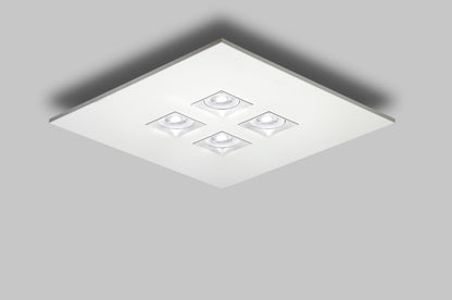 Polifemo vierkante plafondlamp GU10, 4-lichts, gestructureerd wit