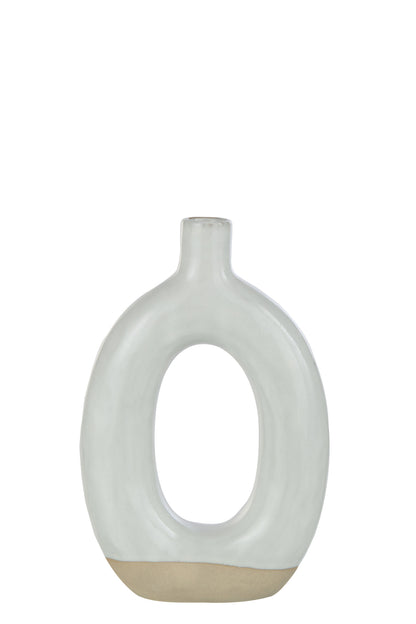 Vaas Cirkel Porselein Wit/Beige Groot