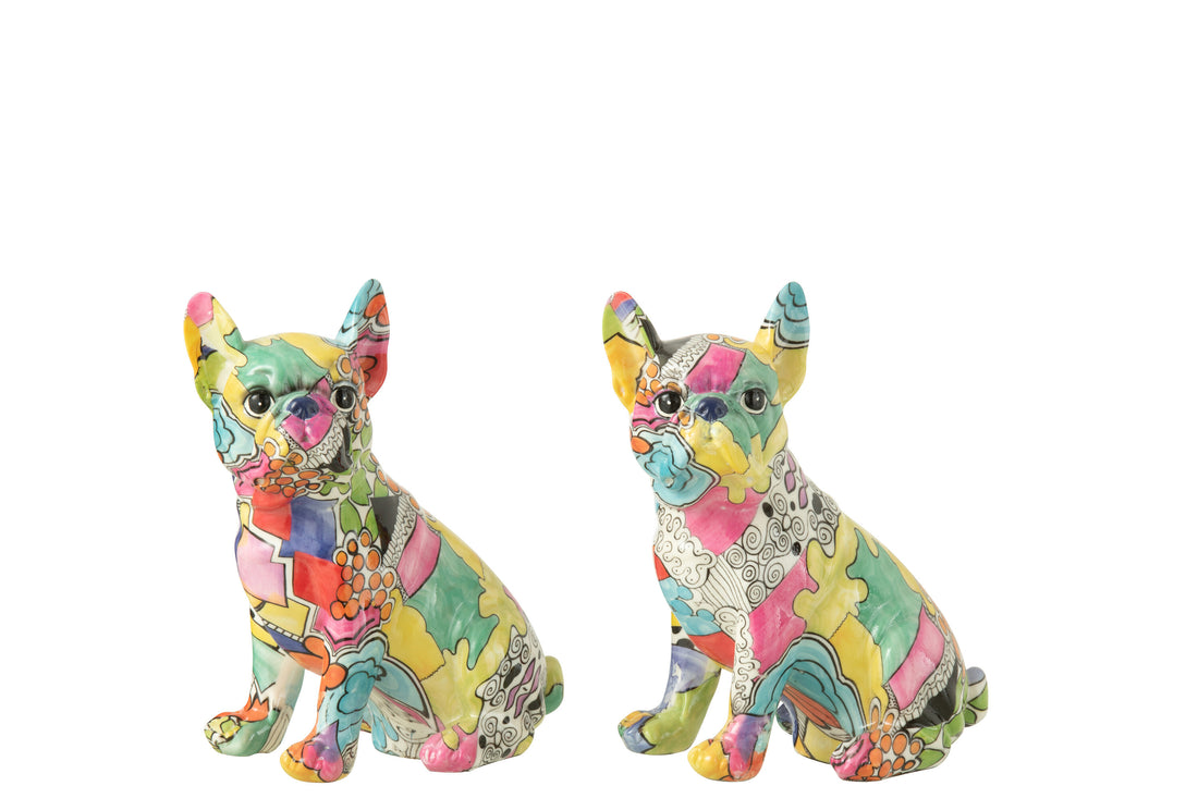 J-Line Bulldog Ogen Zittend Pop-Art - polyresin - mix