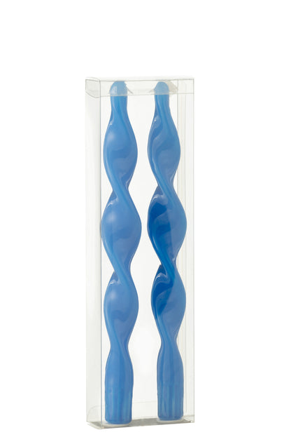 J-Line Doos 2 Kaars Gedraaid Blauw Small-3H