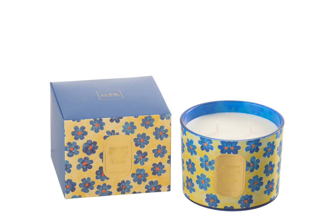 J-Line Geurkaars Bloemen Blauw/Geel Small - 30 Uren