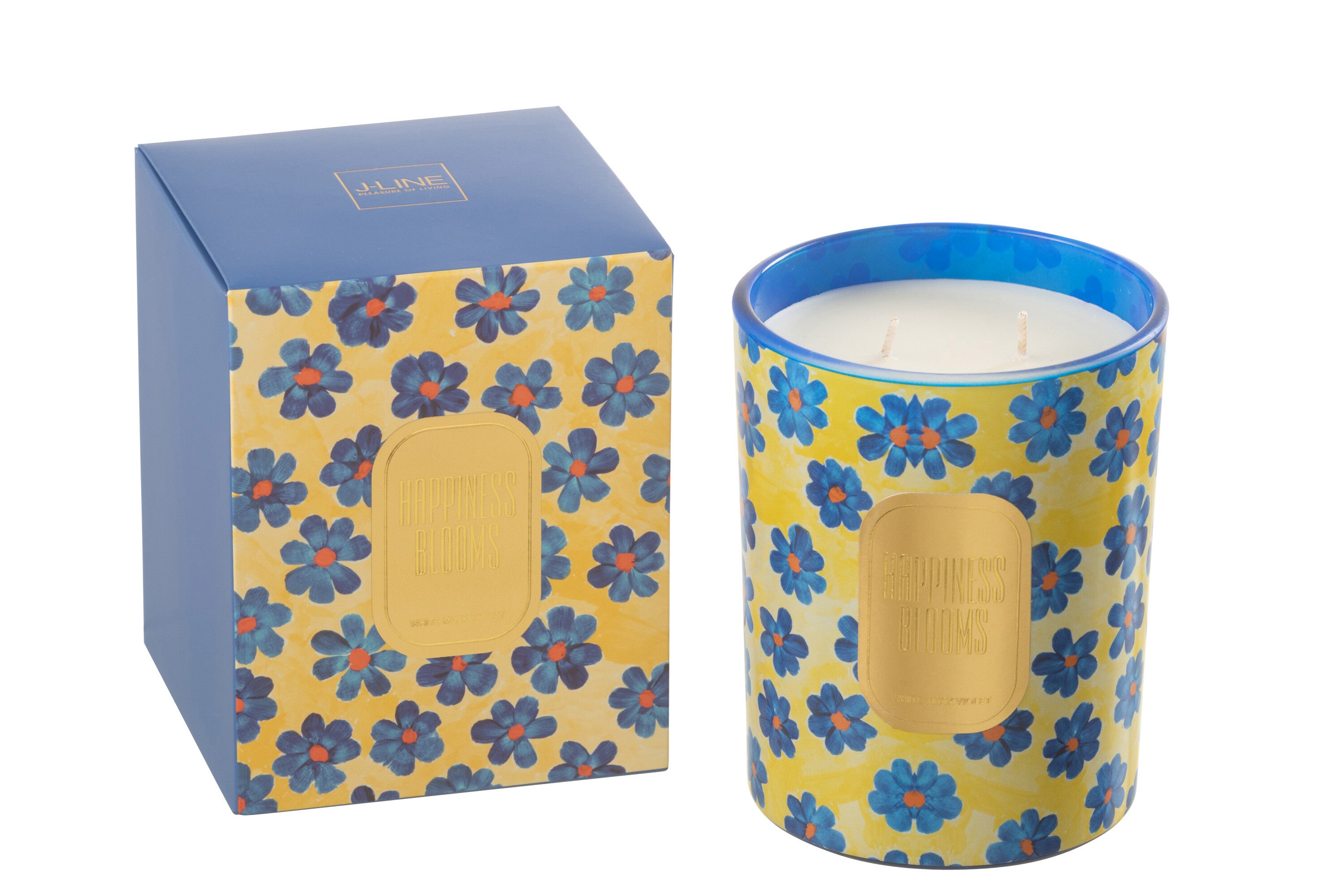 J-Line Geurkaars Bloemen Blauw/Geel Large - 70 Uren