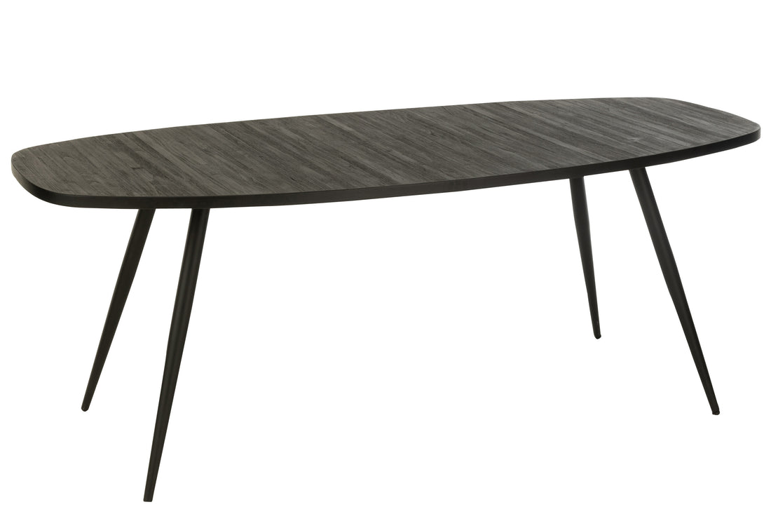 J-Line Eettafel Ovaal Gerecycleerd Teak Zwart