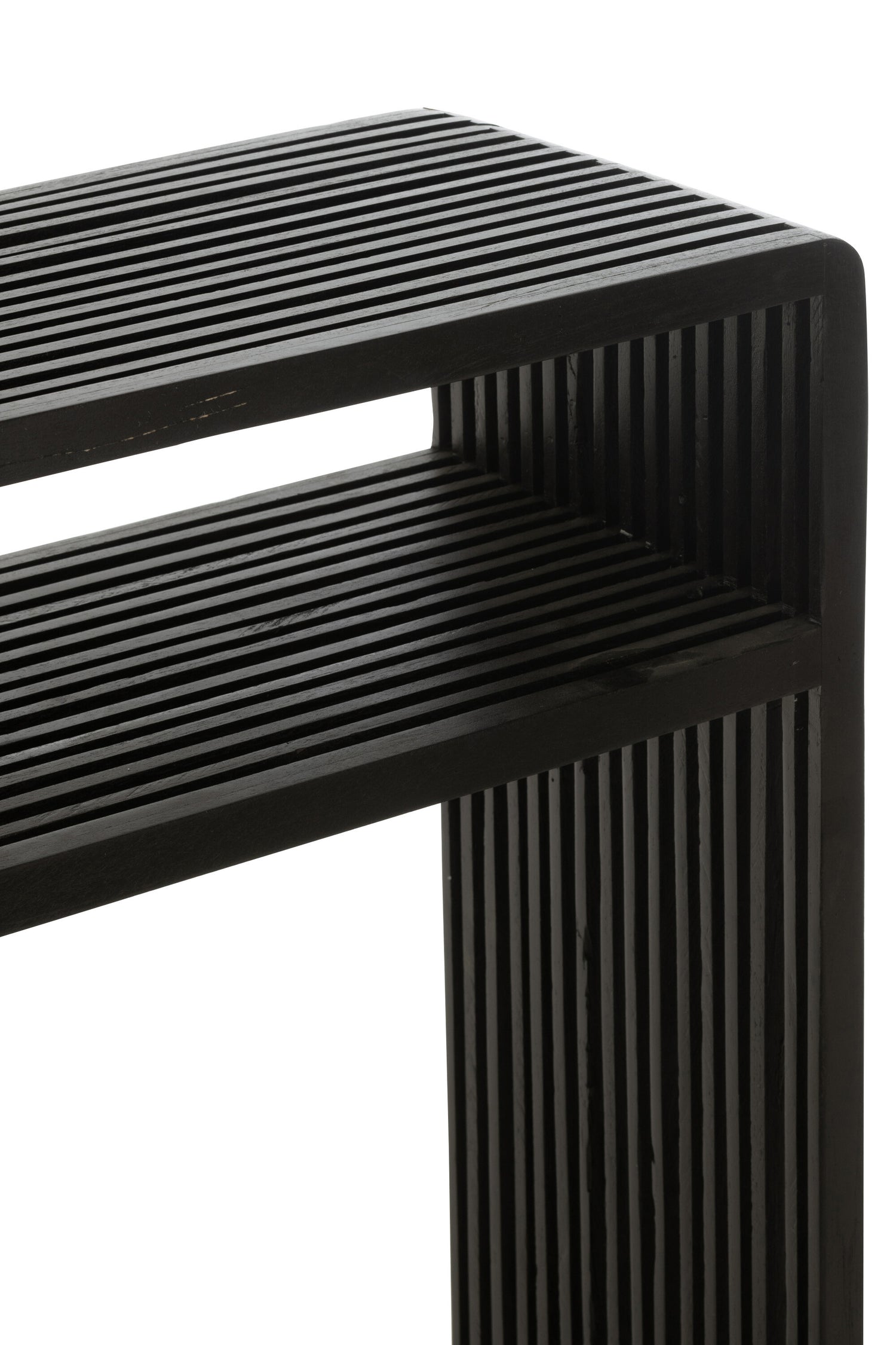 Set van 2 consoles met plank van gerecycled teakhout in het zwart.