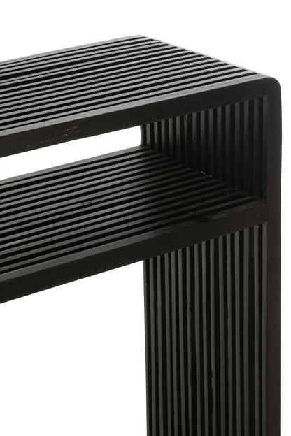 Set van 2 consoles met plank van gerecycled teakhout in het zwart.