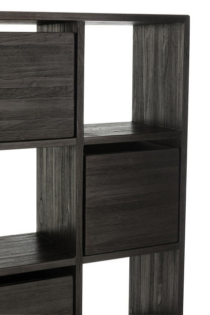 J-Line Kast Met Lades Gerecycleerd Teak Zwart