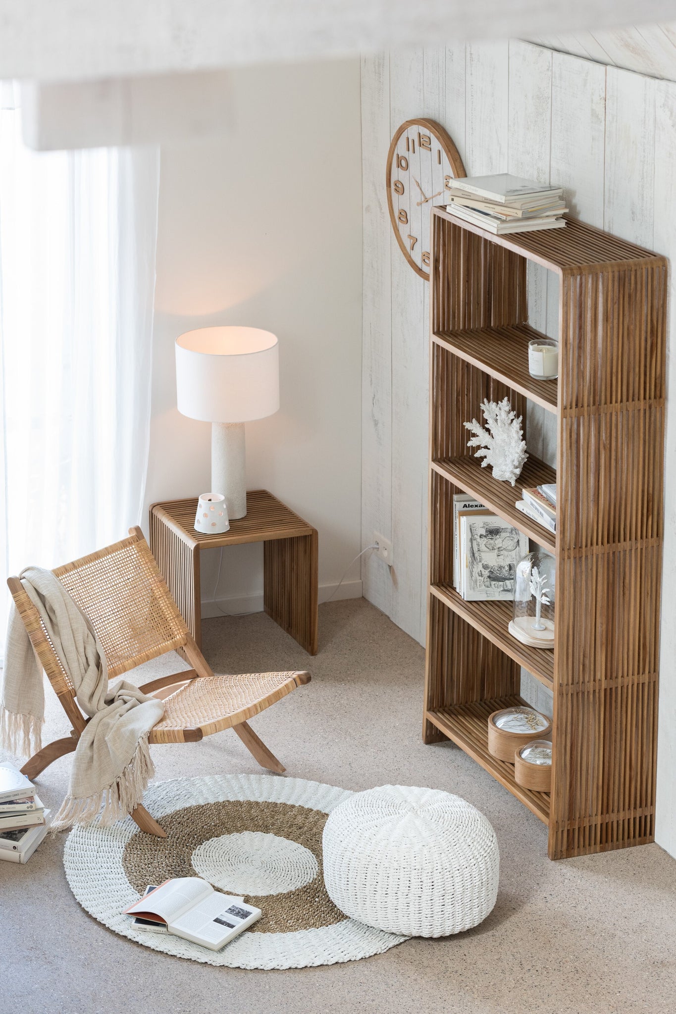 Bookcase 4 Shelves Recycle Teak Natural