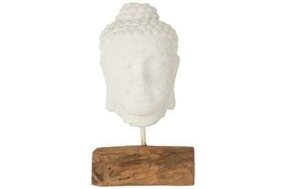 Decoratiehoofd Teakhout/Cement Wit/Natuurlijk