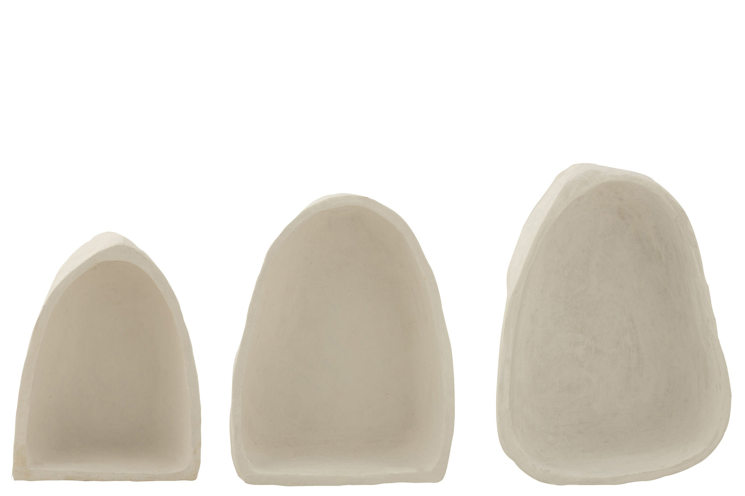 Set van 3 wandrekken papier-maché wit