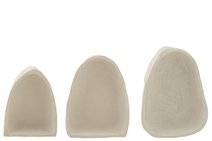 Set van 3 wandrekken papier-maché wit