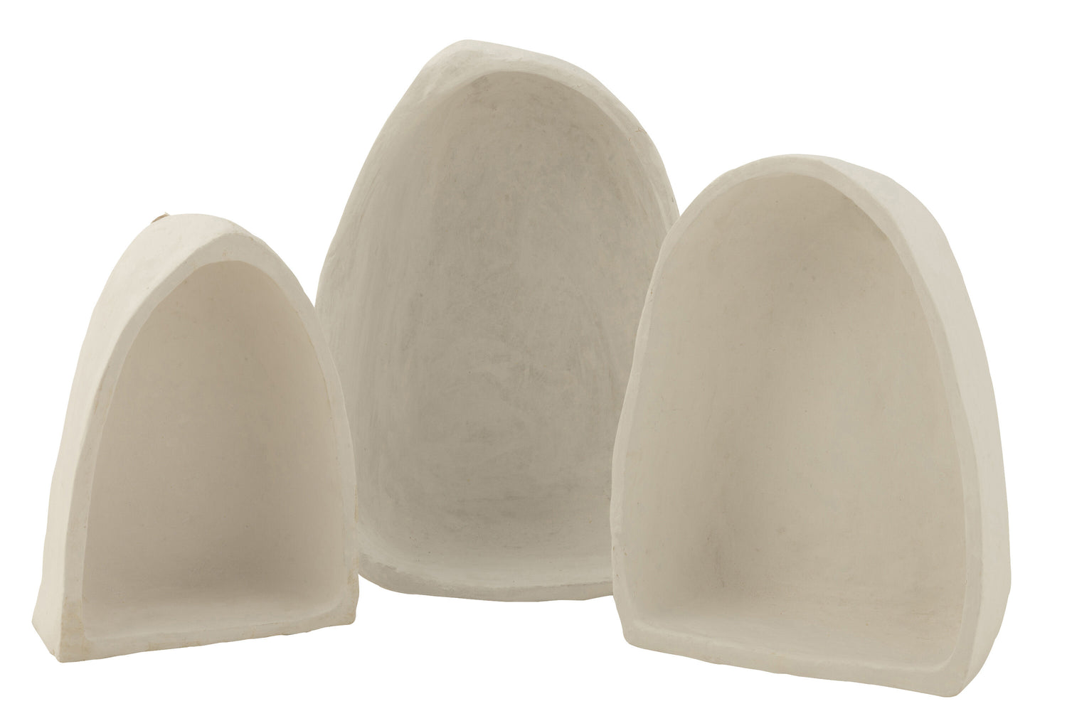 Set van 3 wandrekken papier-maché wit