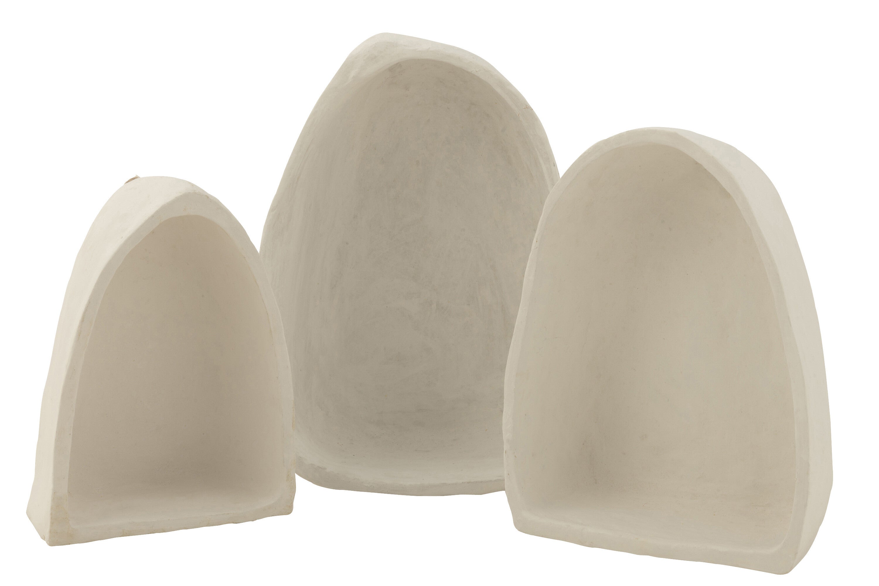 Set van 3 wandrekken papier-maché wit