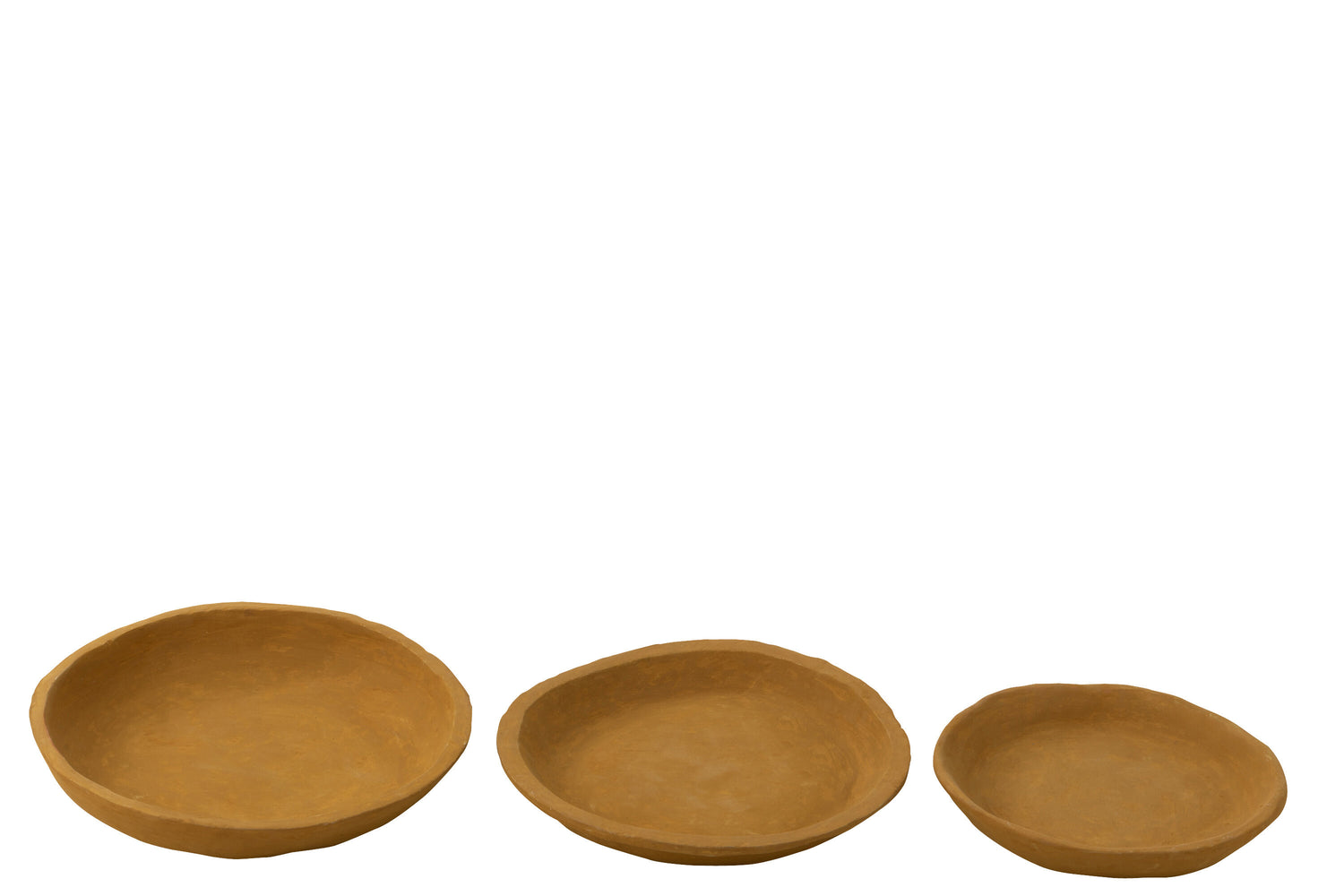 J-Line Set Van Drie Schalen Papier Mache Geel