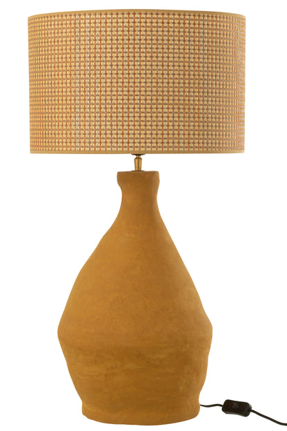 J-Line Lamp + Kap Indus Papier Mache Geel