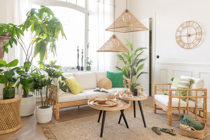 Wandklok Romeins Rotan/Metaal Natuurlijk Groot