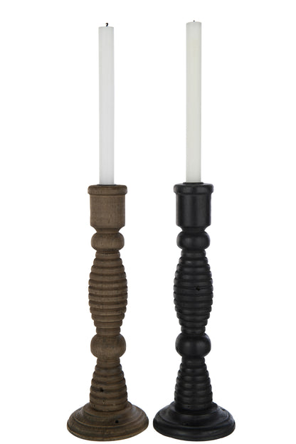 Kaarsenhouder Flin Grenen/IJzer Zwart/Bruin Assortiment Van 2