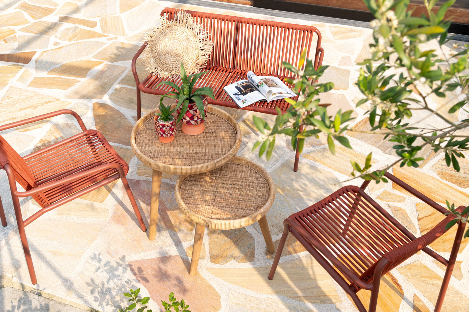 J-Line tafel Lurne - hout - naturel - set van 2