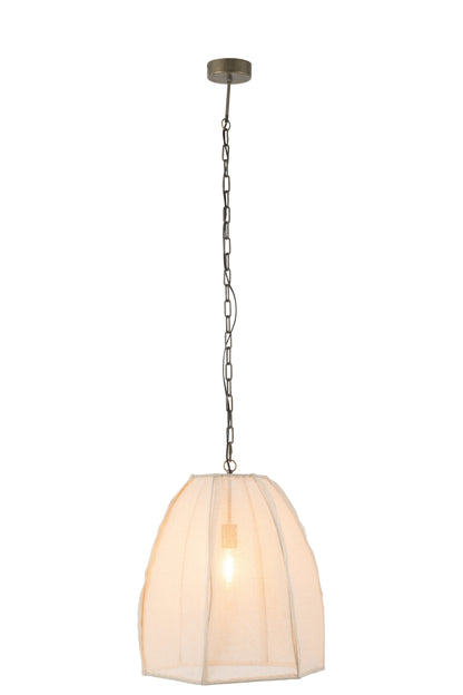 Plafondlamp Peer Linnen/IJzer Wit Klein