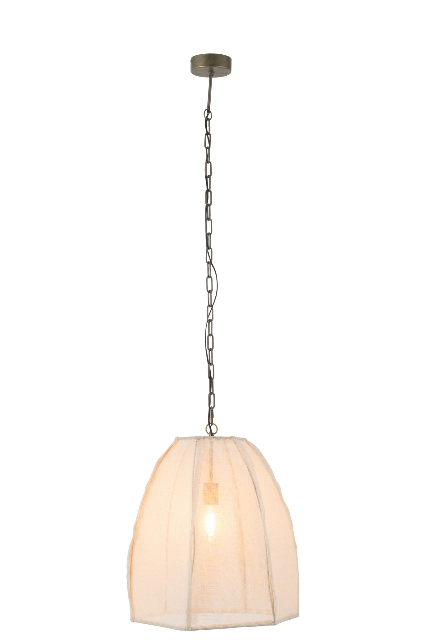 Plafondlamp Peer Linnen/IJzer Wit Klein