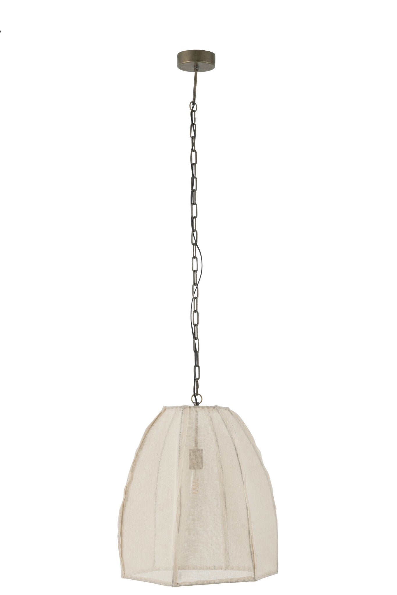 Plafondlamp Peer Linnen/IJzer Wit Klein