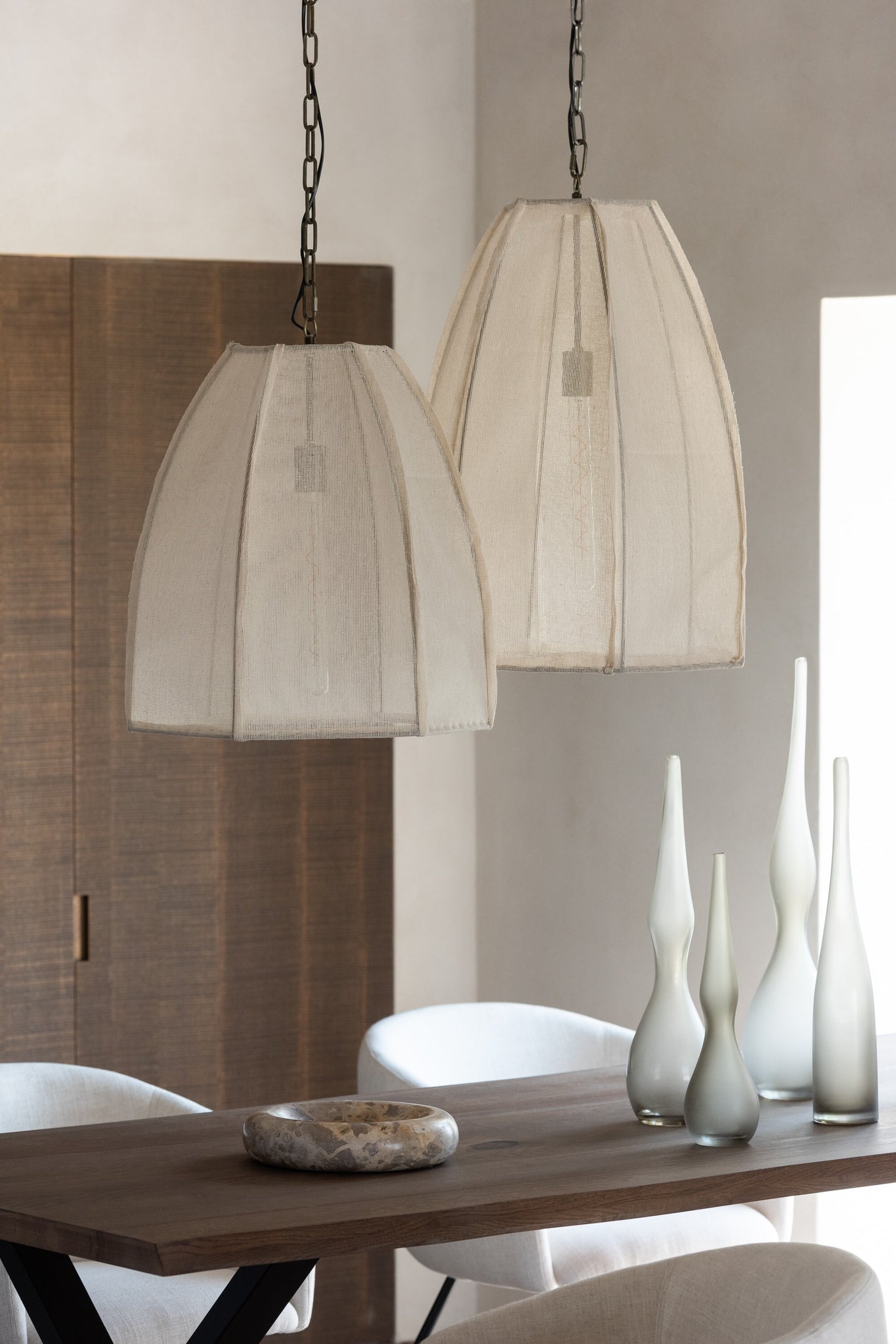 Plafondlamp Peer Linnen/IJzer Wit Groot
