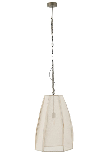 Plafondlamp Peer Linnen/IJzer Wit Groot