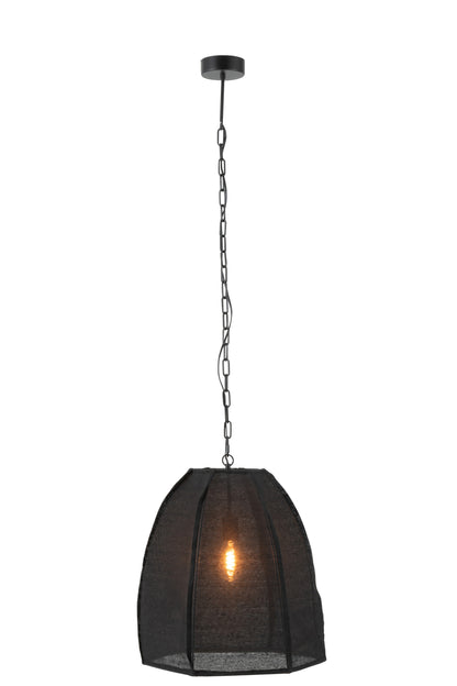 J-Line Plafondlamp Peer Linnen/Ijzer Zwart Small