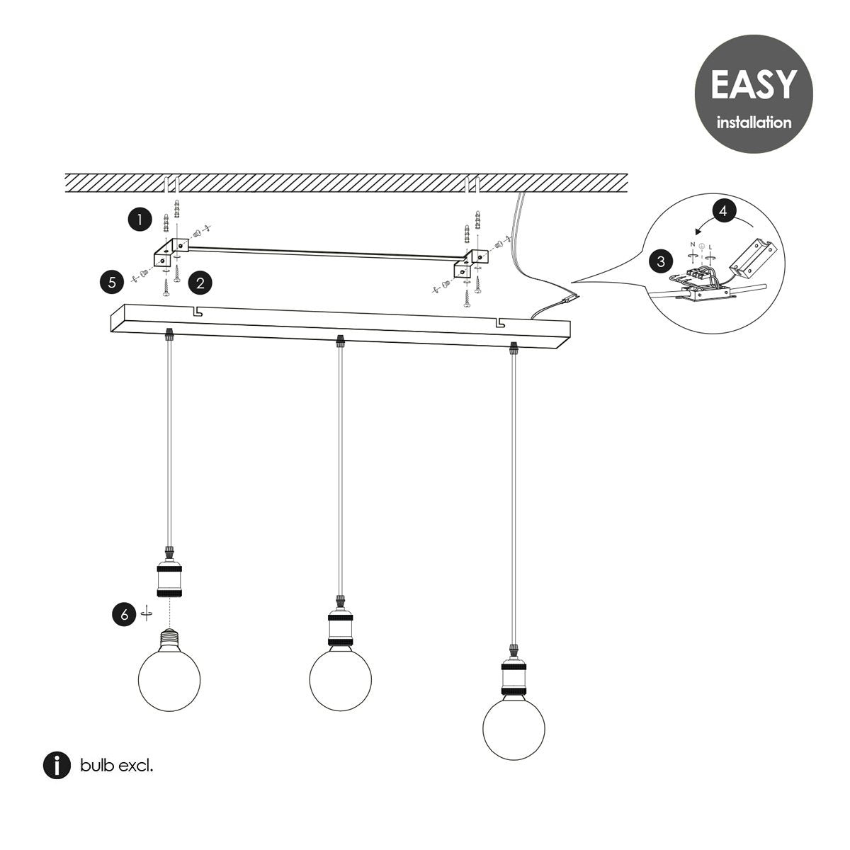 Hanglamp Basic Vintage - Messing - 66x12x109cm