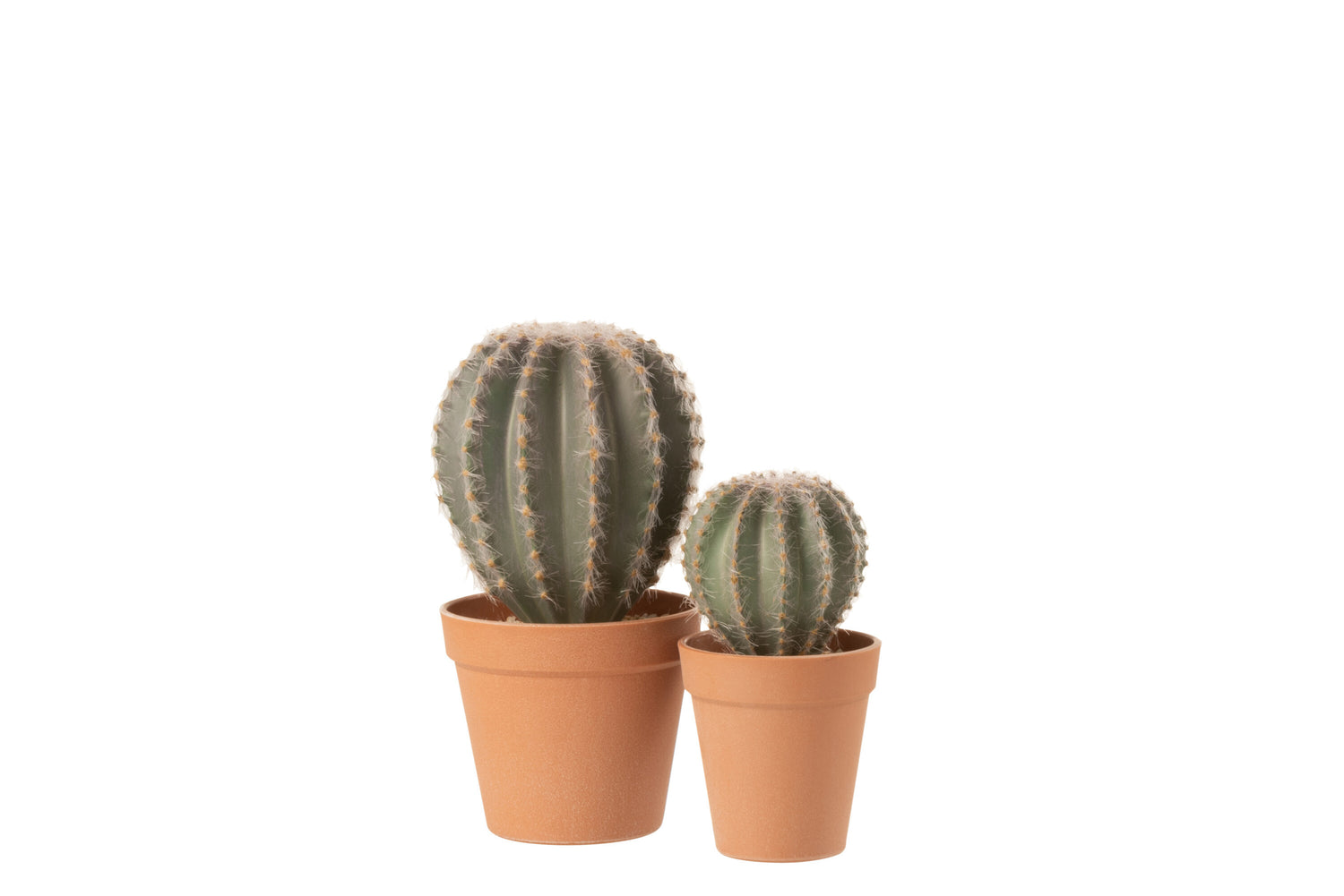 J-Line Cactus Bolvormig+Pot Kunststof Groen/Terracotta Large