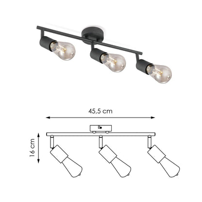 Opbouwspot Spy 3 - incl. dimbare LED lamp - zwart