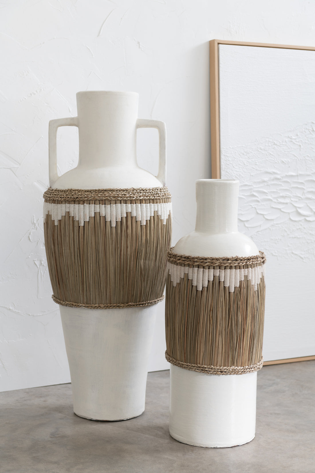 Vaas Patroon Terracotta/Zeegras Wit/Natuurlijk