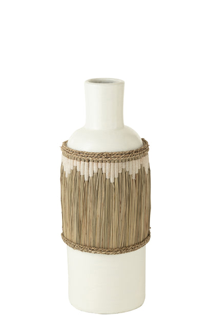 Vaas Patroon Terracotta/Zeegras Wit/Natuurlijk