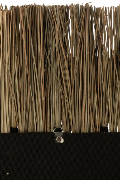 Spiegel Ovaal Patroon 2 Lagen Zeegras Natuur/Zwart