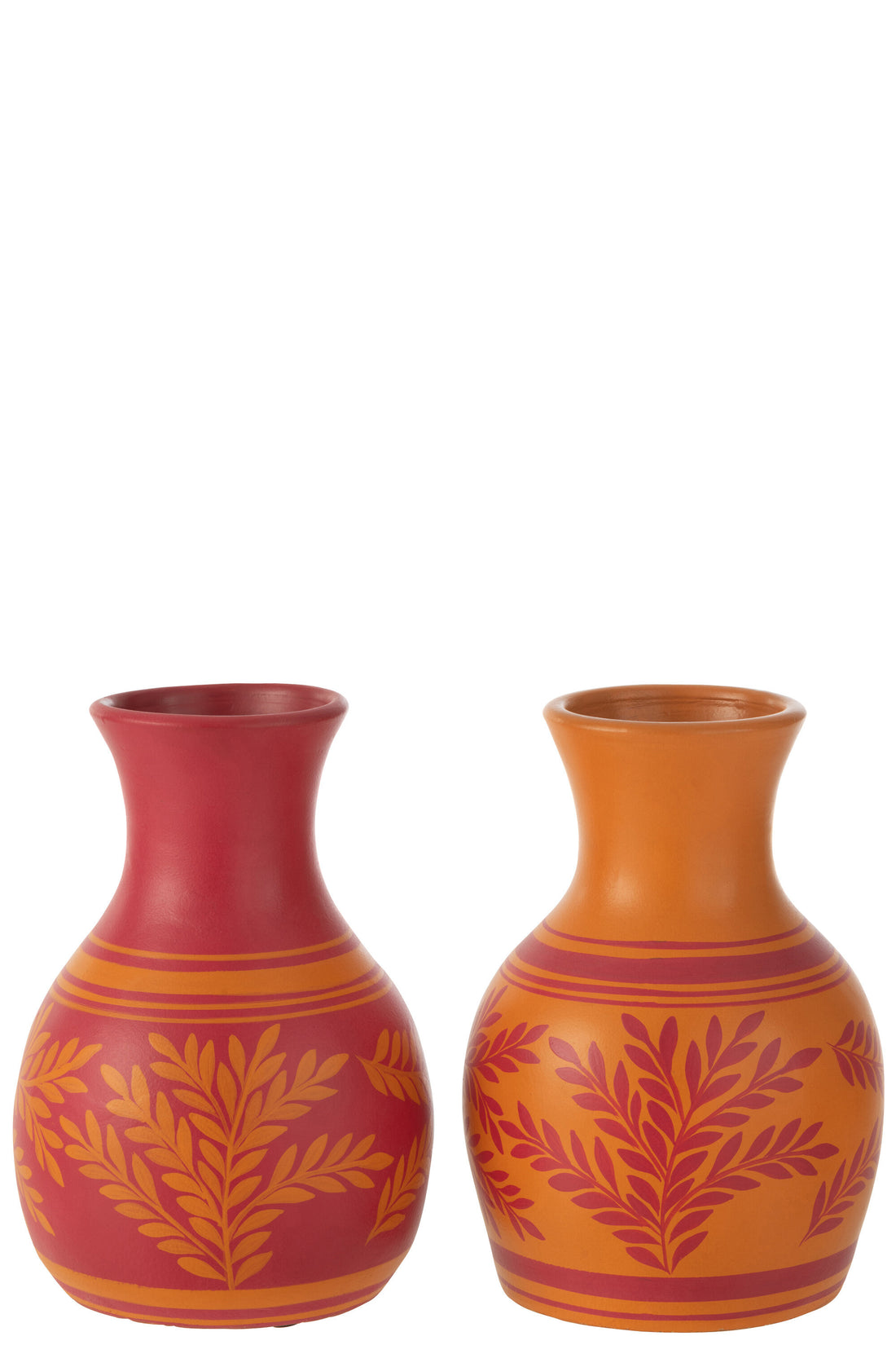 Vaas Takken+Lijnen Terracotta Oranje/Roze Assortiment Van 2