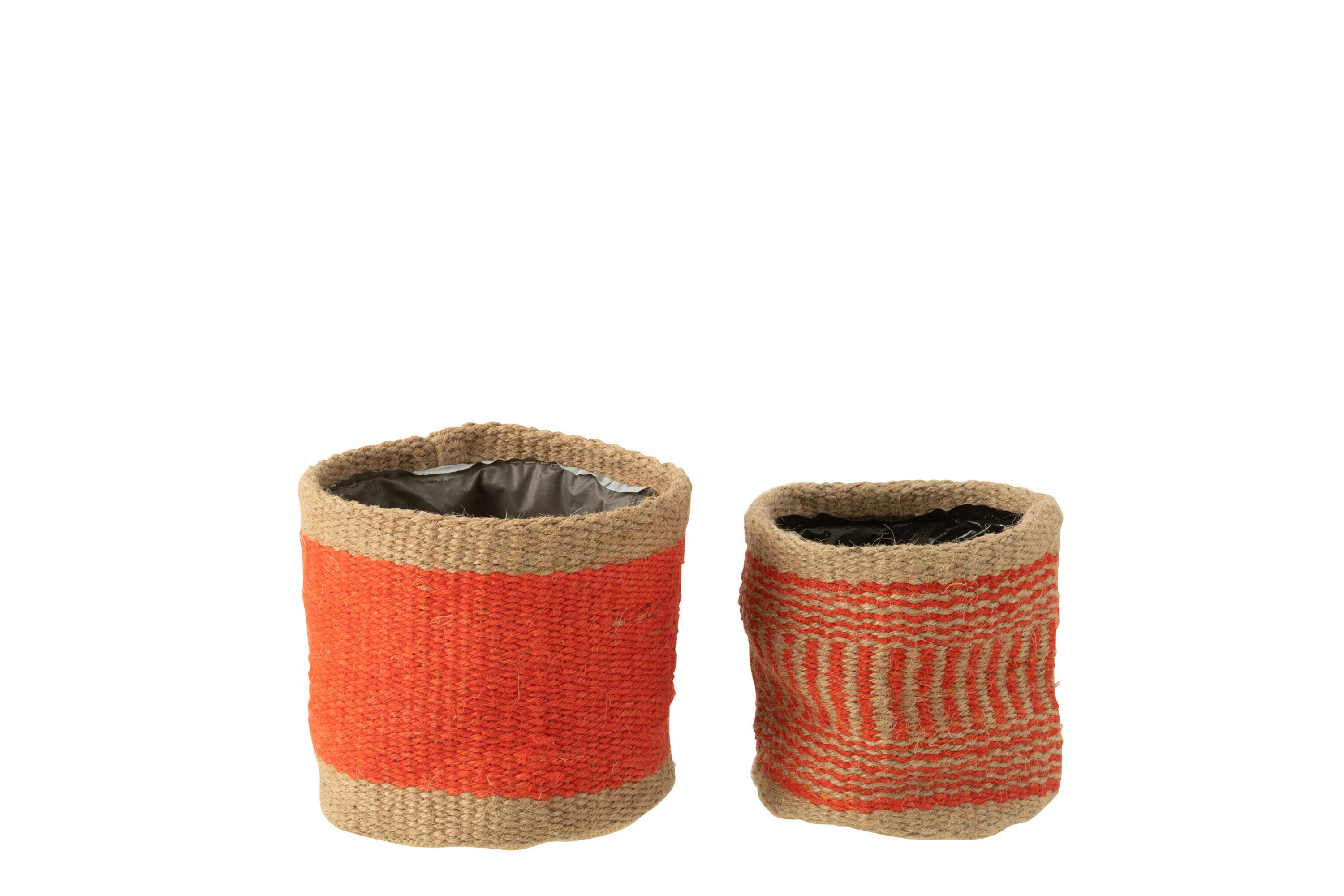 J-Line Set Van 2 Mand Rond+Band Jute Naturel/Oranje Xs/S