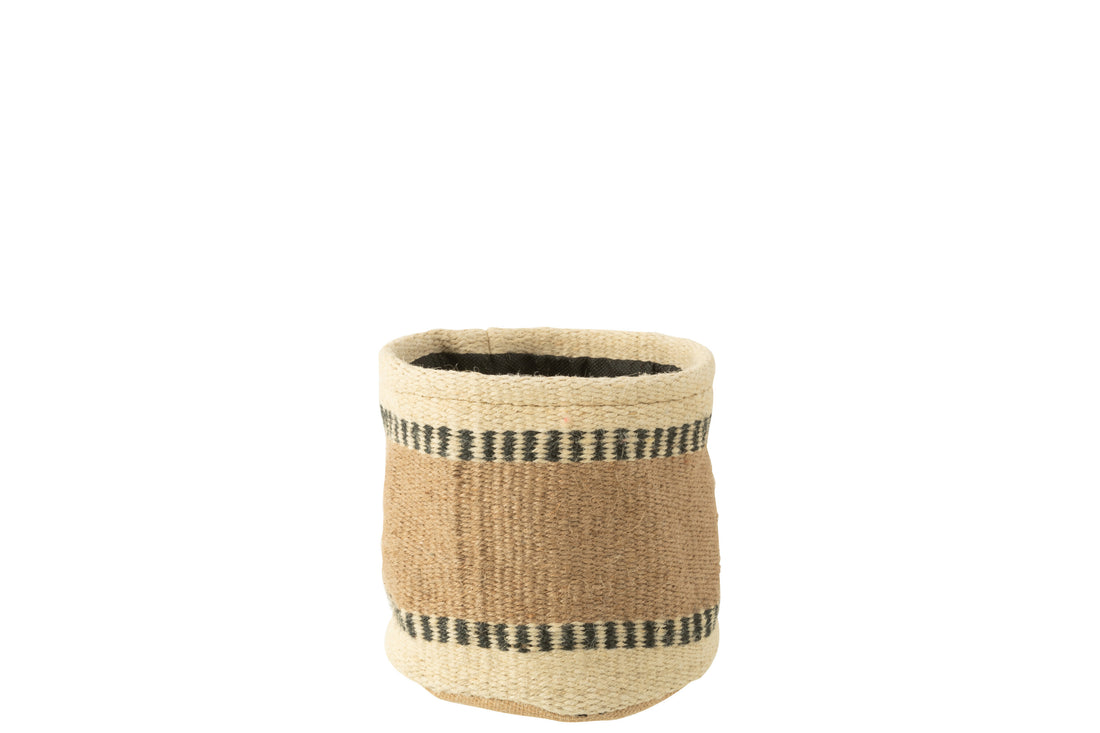 J-Line Mand Rond+Band Jute Naturel/Beige Medium