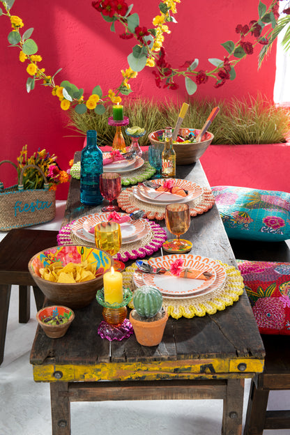 Guirlande Bloemen+Bladeren Plastic Rood/Groen Assortiment Van 2