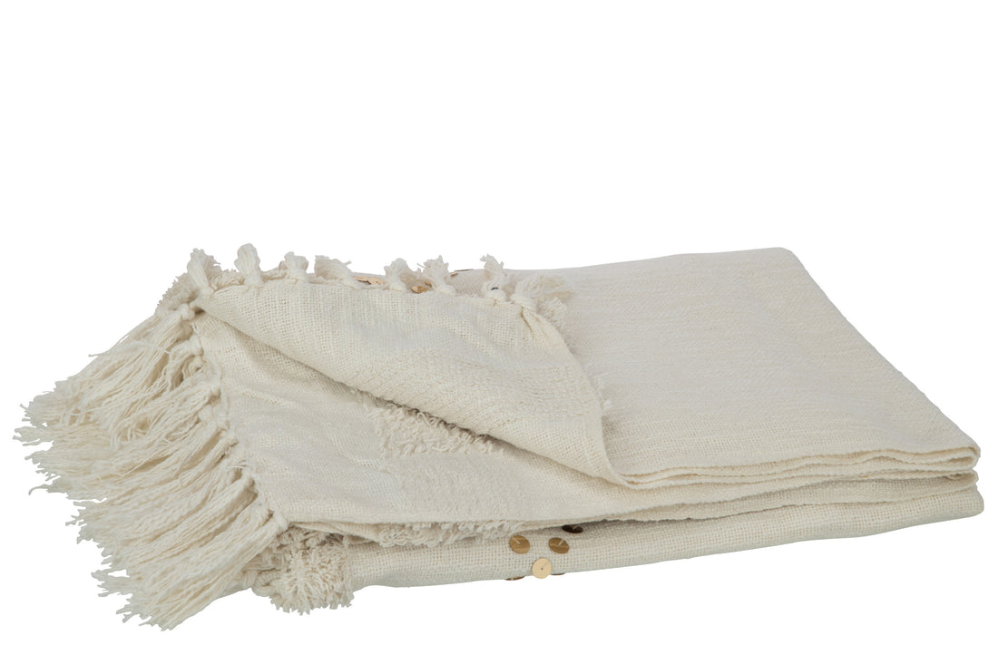 J-Line Plaid Diamanten+Franjes Katoen/Pailletten Wit/Goud