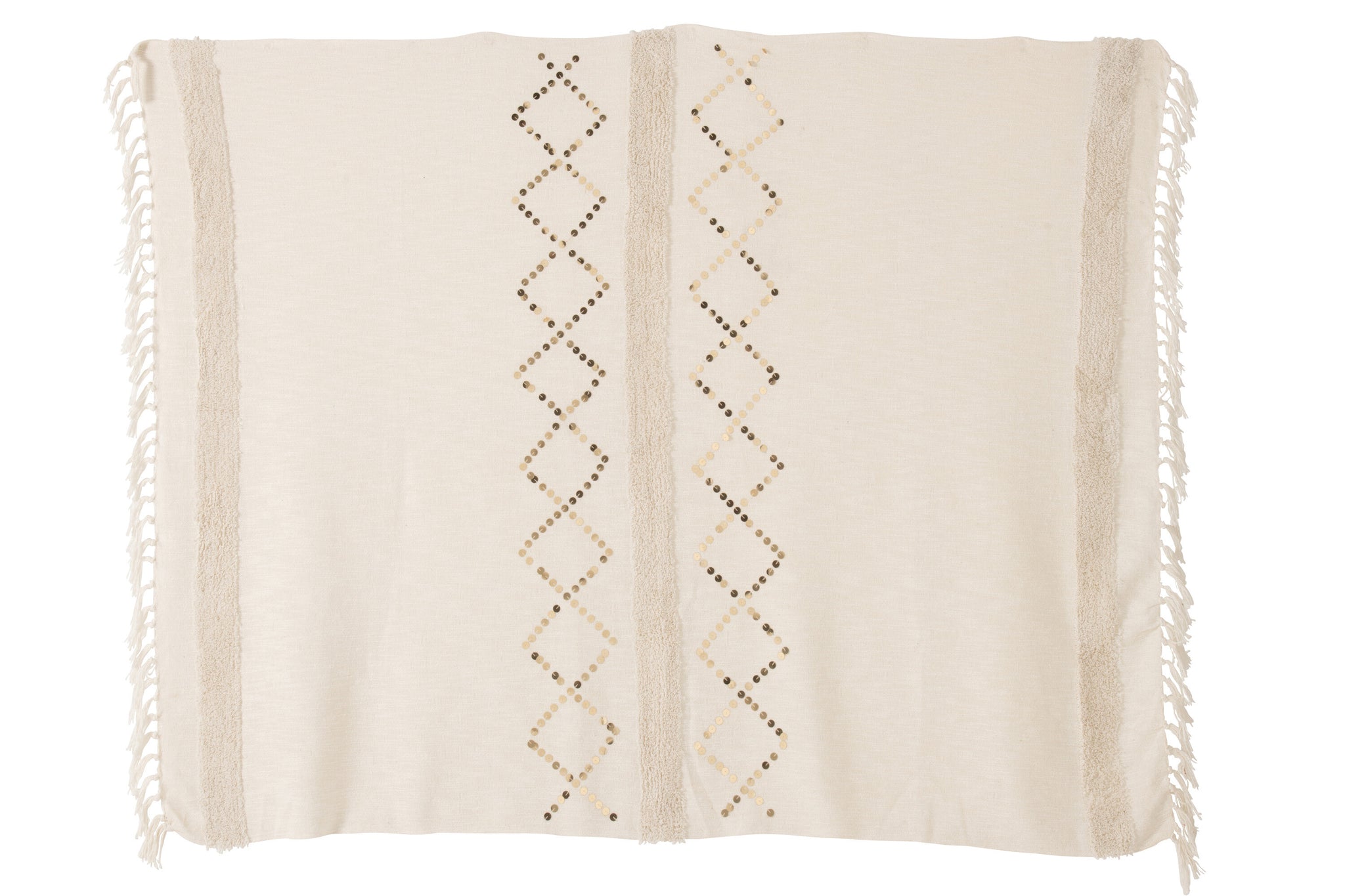 J-Line Plaid Diamanten+Franjes Katoen/Pailletten Wit/Goud